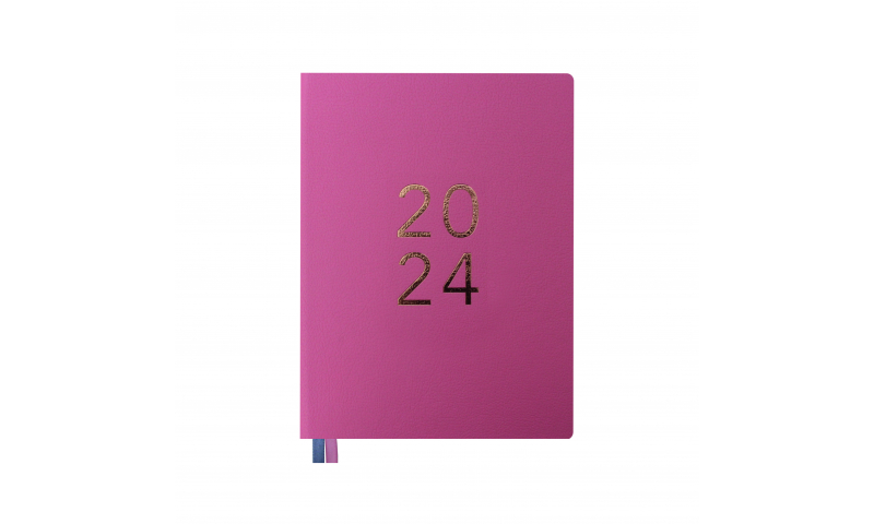 Tallon A5 Daily Pink Leatherette Diary, Full colour pages.