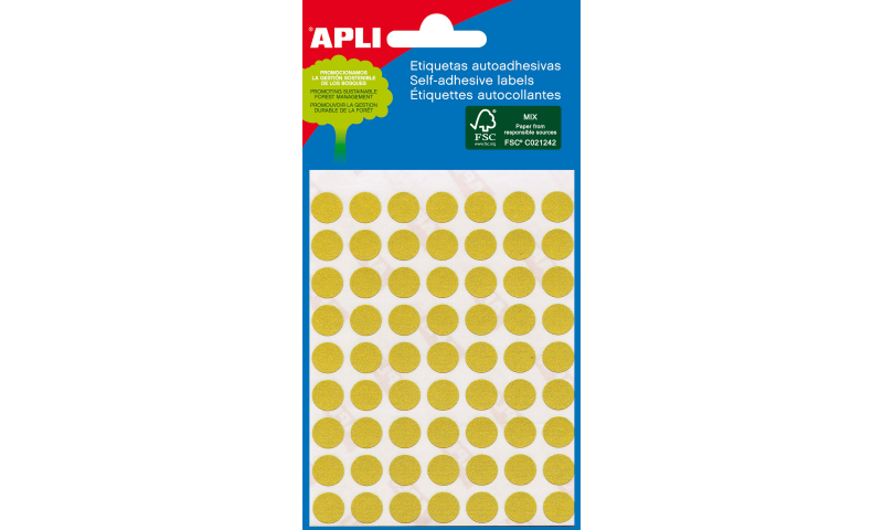 APLI Coloured Circular Labels 288 per Pack 8mm - Yellow