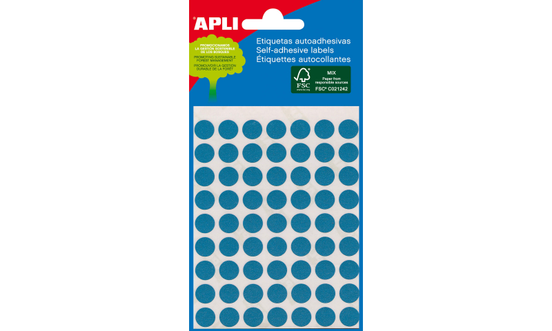 APLI Coloured Circular Labels 288 per Pack 8mm - Blue