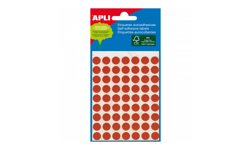 Apli 8mm Red Circular labels - Pack of 288