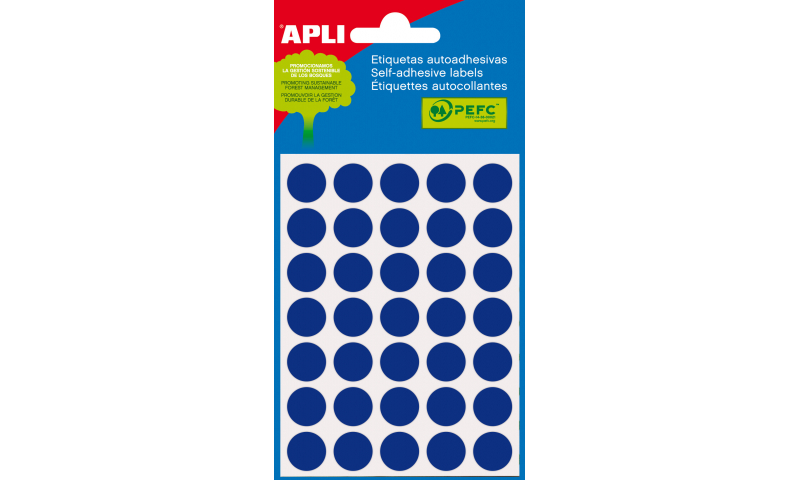 APLI Coloured Circular Labels 175 per Pack 13mm -Blue