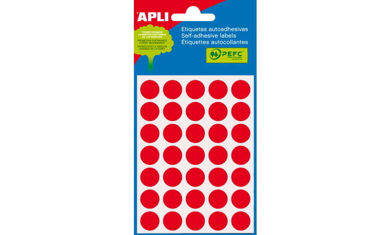 APLI Coloured Circular Labels 175 per Pack 13mm - Red