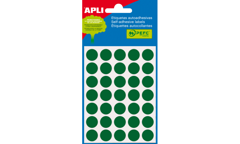 APLI Coloured Circular Labels 175 per Pack 13mm -Green