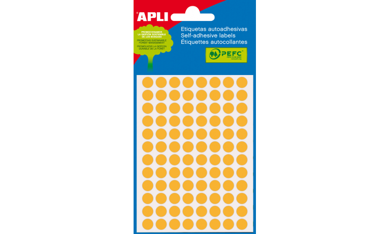 APLI Coloured Circular Labels 288 per Pack 8mm - Orange