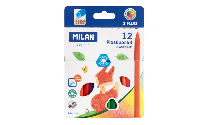 Milan Plastipastel Crayons, box of 12 in hanging pack