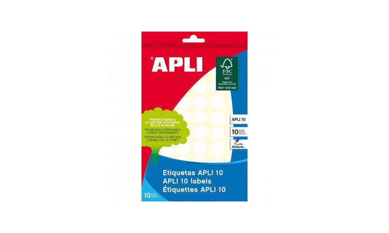 APLI 13mm White Circular labels - Pack of 210