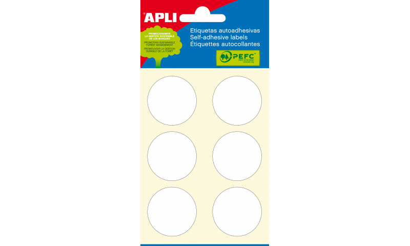 APLI White Circular Labels, 29mm Diameter, 36 per Pk