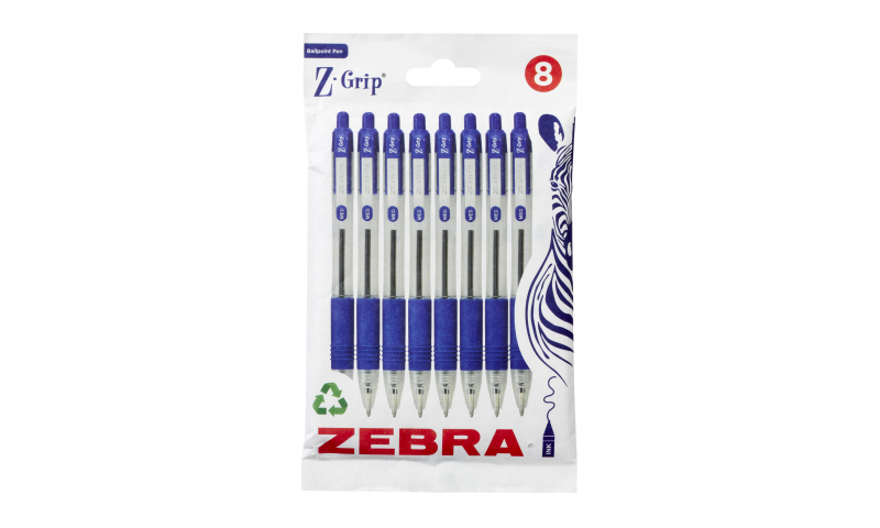 Zebra Z-Grip Pack of 8 Blue Ballpens.