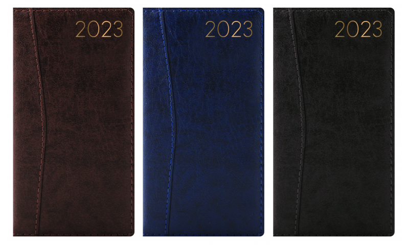 Tallon Slim Weekly Leatherette Diary 2023 with Stitched Detail, 3 Asstd, in CDU