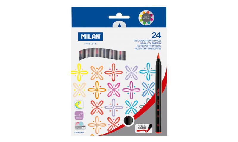 Milan Brush Tip Fibre Pens 24 Pack Asstd (New Lower Price for 2022)