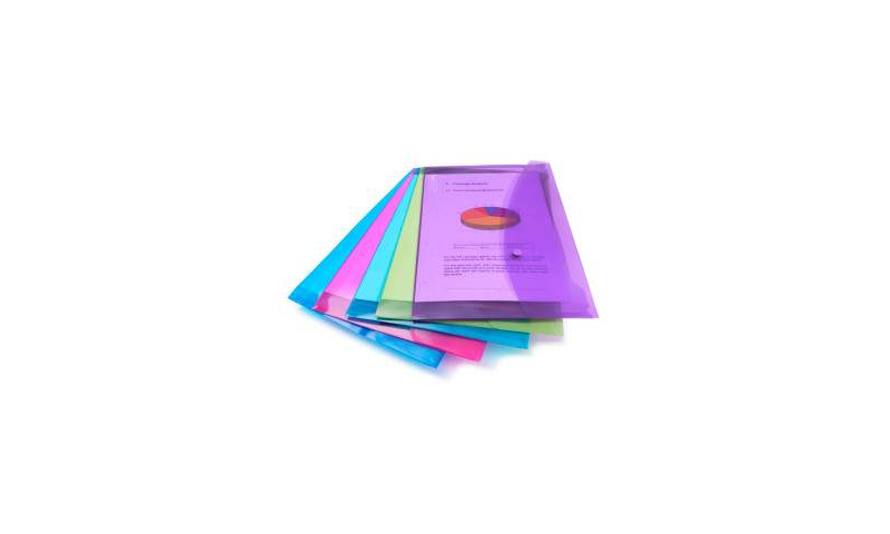 Rapesco A4 Popper Wallets, Bright asstd, Pack of 5. (New Lower Price for 2021)