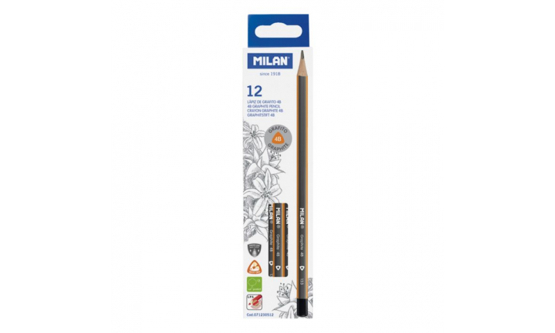 Milan 4B Pencils, Quality Triangular Sustainable Wood - box of 12 (priced per pencil)