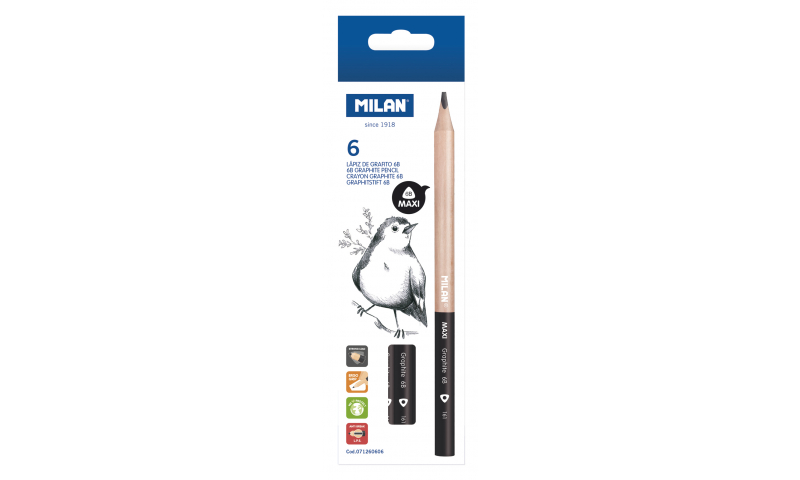 Milan Maxi 6B Graphite Ergo grip Sketching Pencil.