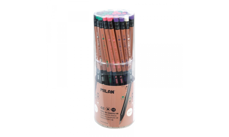 Milan Copper Series HB Black Wood Pencils, 5 Asstd - Display tub.