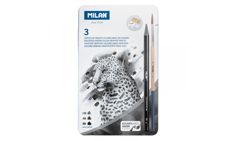 Milan Metal Box Set of Woodless Watercolour Sketching Pencils.