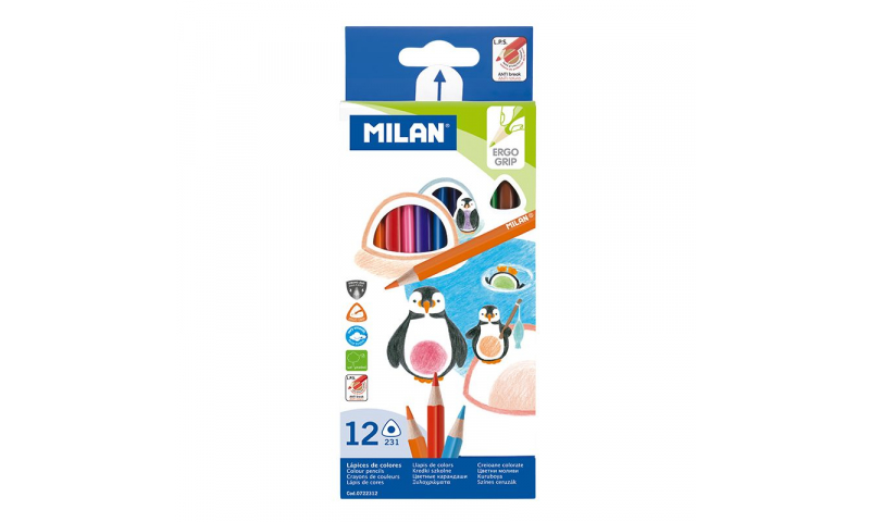 Milan Colouring Pencils, Ergo Triangular Shape, box of 12