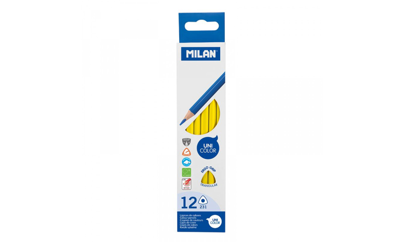 Milan Ergo Colouring Pencils, Large 2.9mm Lead, 12 individual colours to choose