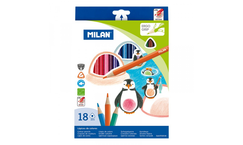 Milan Colour Pencils, Ergo Triangular, box of 18 Colours