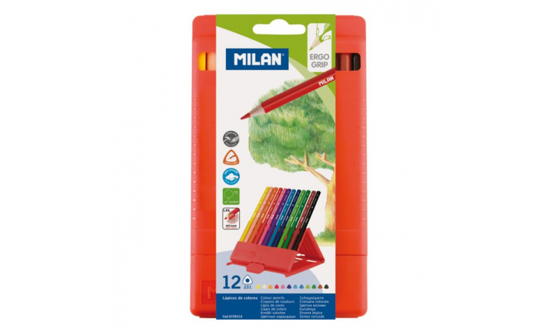 Milan PP Case with 12 Triangular Coloured Pencils (New Lower Price for 2021)