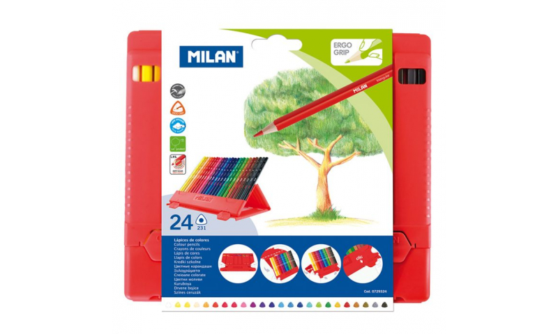 Milan PP Case with 24 Triangular Coloured Pencils
