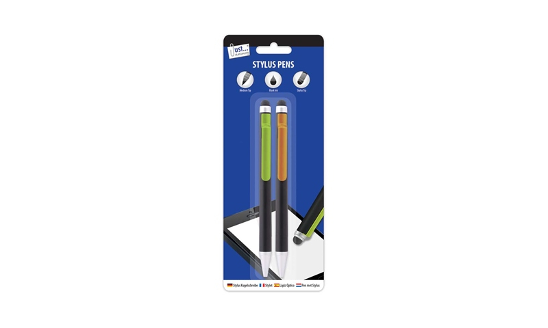 Just Stationery Stylus tip Ballpens, Card of 2.