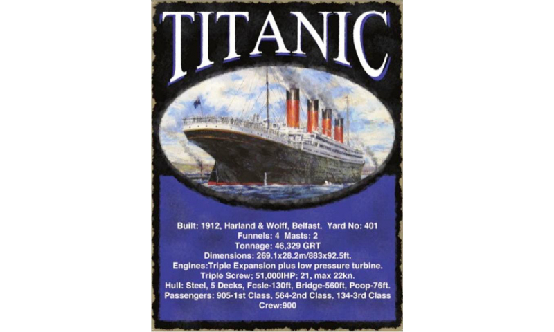 Titanic Large Metal Wall Sign 300x400mm