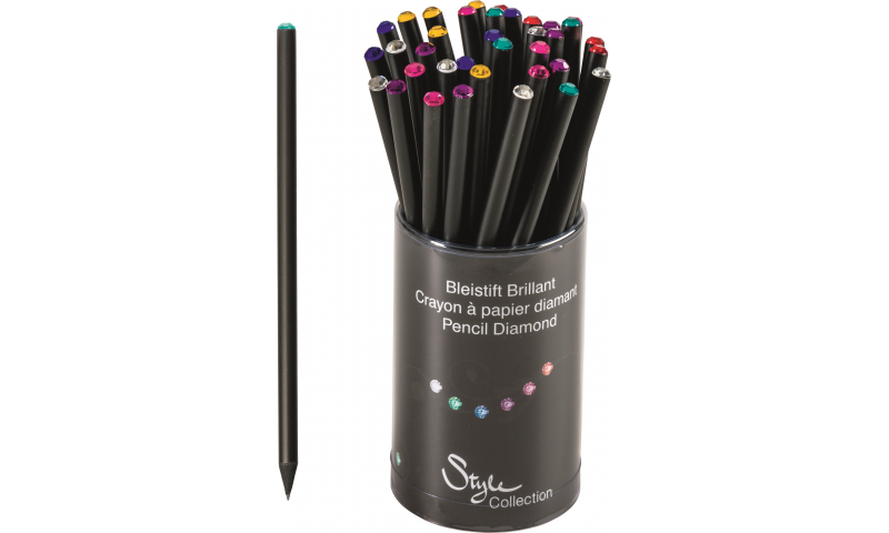 Brunnen Diamond Black Wood Pencil with Crystal Top.