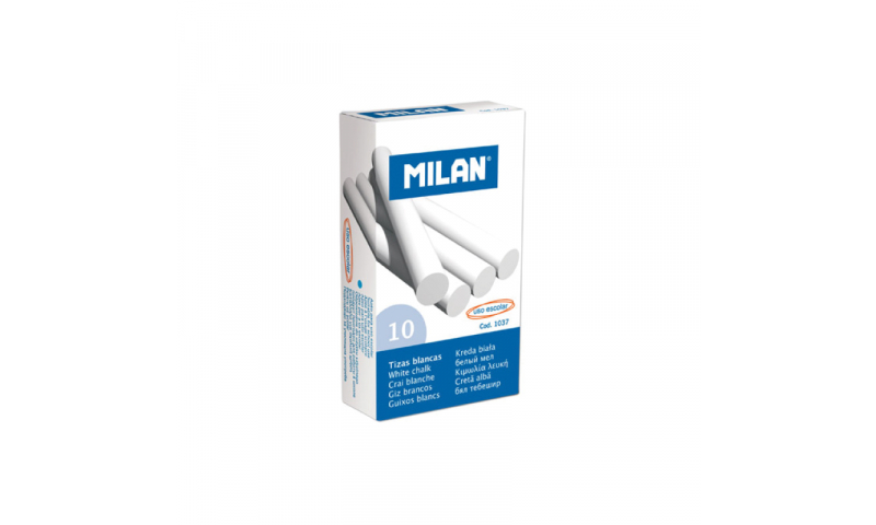 Milan Deluxe Chalk, White, Box of 10 sticks