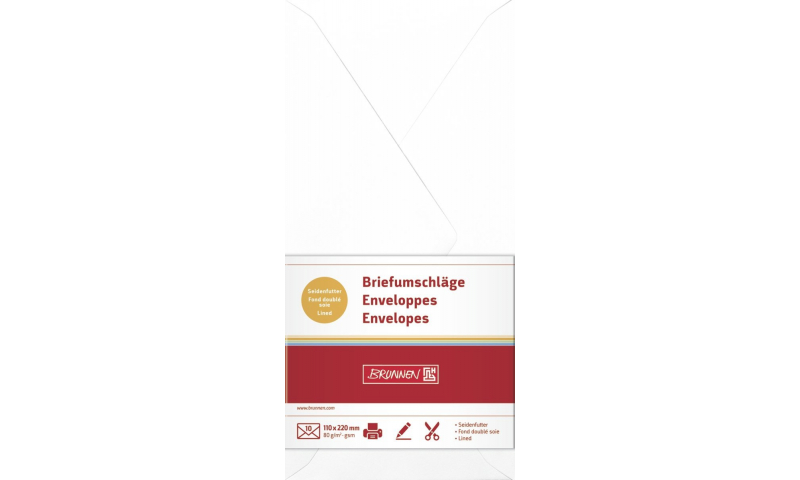 Brunnen DL Prestige Envelopes 80gsm - Retail Pack of 10 - 9 Colours available