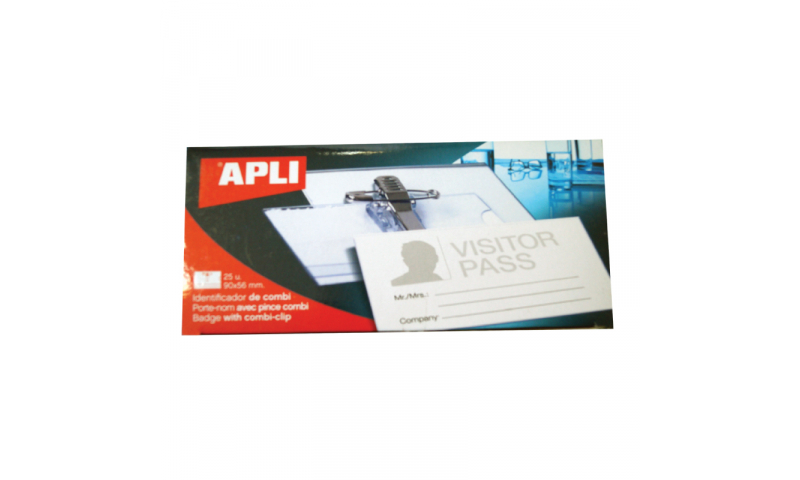 Apli Plastic 90x56 Combi & Pin Badge & Inserts, 25 Pack