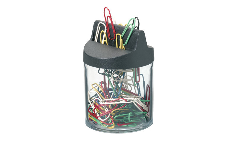 Durable Acrylic Paper Clip Dispenser with magnet + 125 Clips, Assorted. (New Lower price for 2021)