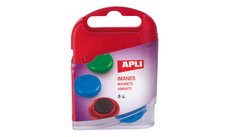 APLI Circular Power Magnets Pack of 8 Assorted Colours