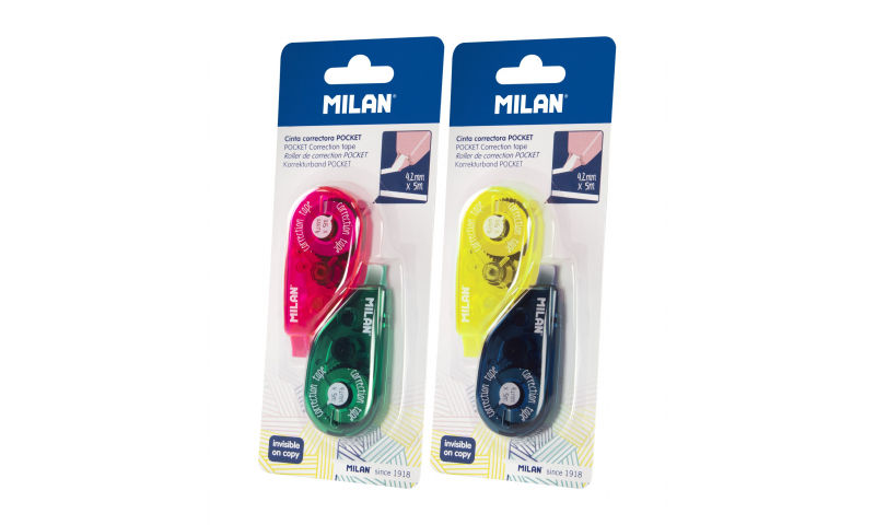 Milan Mini Correction Roller 4.2mm x 5m, Card of 2 Asstd (New Lower Price for 2022)