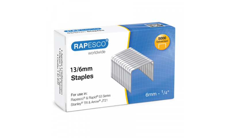 Rapesco 13/6mm Tacker staples x 5000 - Universal Fitting