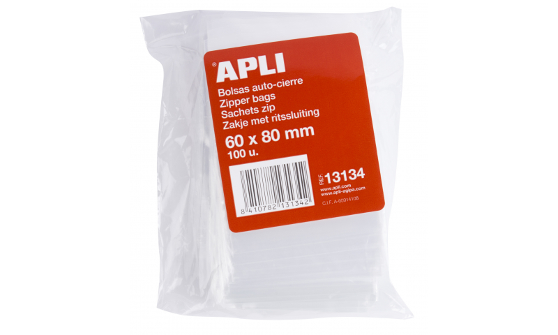 Apli 60 x 80mm Mini Grip Bags, pack of 100