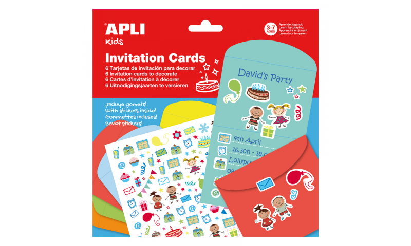 Apli Invitation Cards with Stickers, 6 Pack (New Lower Price for 2022)