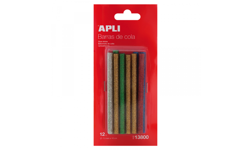Apli 20W Glue Gun Glitter Sticks 3D, 7.5mm, 5 Asstd, 12 Pack.  (New Lower Price for 2022)