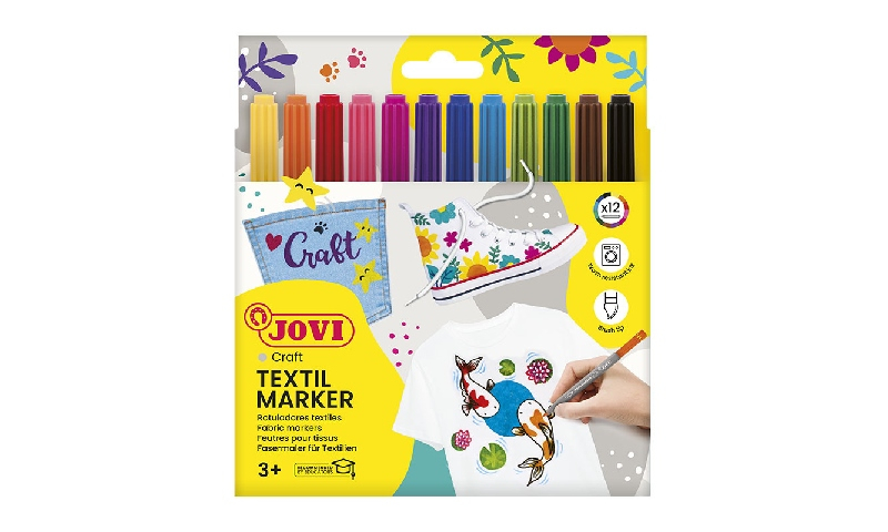JOVI Decorate Textile Markers Hangpack of 12 assorted colours