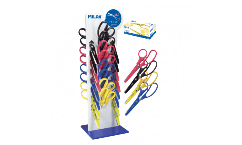 Milan Primary Office Scissors, Display of 30 each, 4 Asstd Colours.