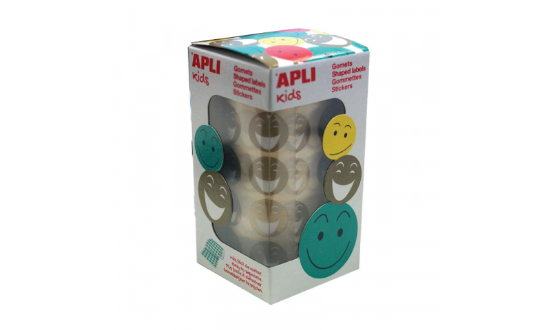 Apli Gold Smiley Face Labels, 24mm, 900 on Roll