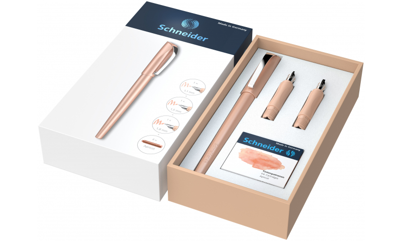 Schneider Callissima Calligraphy Fountain Pen, Gift Set with 3 Nibs & Coloured Ink cartridges. 3 Colours to choose.