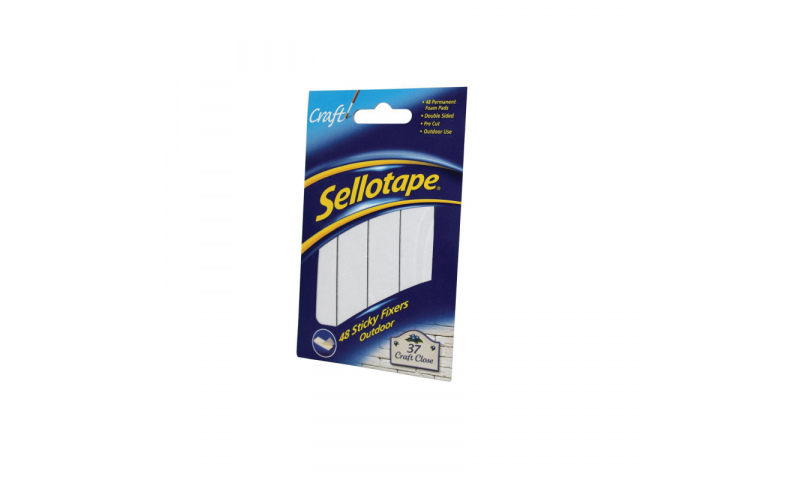 Sellotape Sticky Fixers, Outdoor, Extra Strong, 20x20mm, pack 48, hang pack