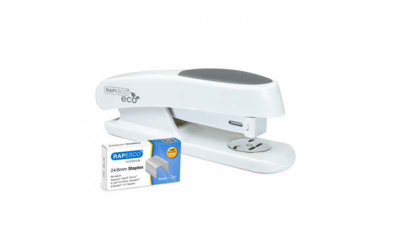 Uses Staples 26/6-8 mm and 24/6-8 mm 50 Sheet Capacity RAPESCO R71726B3 ECO Spinna Front Loading Stapler Grey 