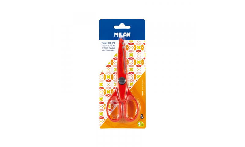 Milan Wavy edge Handicraft Scissors Red, Blister Packed
