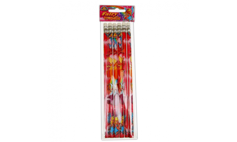 Fairy Nice Full Length Pencils with Eraser, 6pk Hangpack