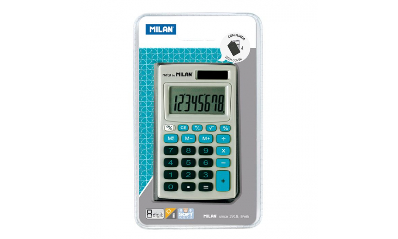 Milan Pocket Wallet 8 digit dual power calculator.