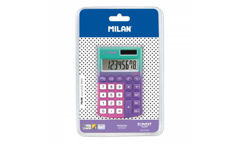 Milan SUNSET Pocket Dual Power Calculator, Hang pack