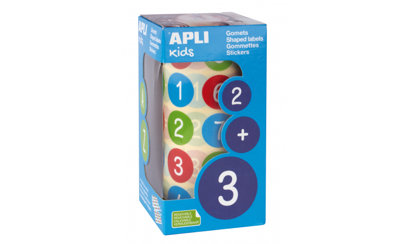 APLI Roll of 900 Educational Stickers, Numbers, 20 mm