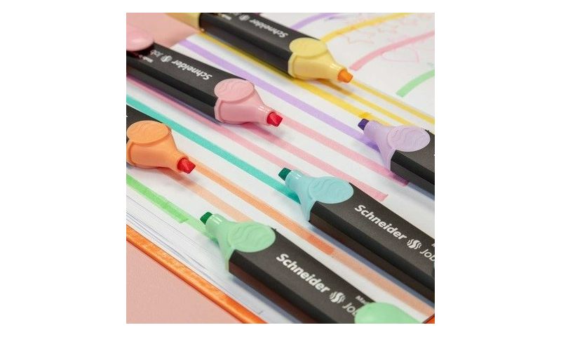 SCHNEIDER Job Pastel Highlighters, Red Dot Awarded, Chisel Tip in 6 colour selection.