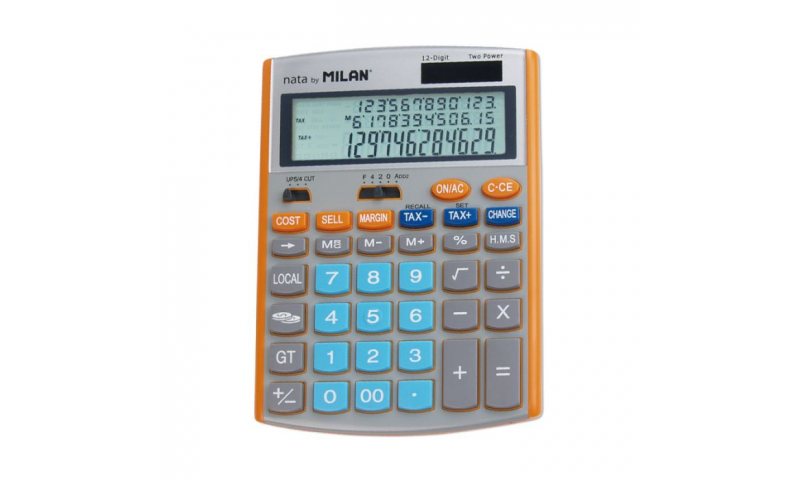Milan Desk Calculator, 12 Digit, 3 line,Tax, C/S/M calculations